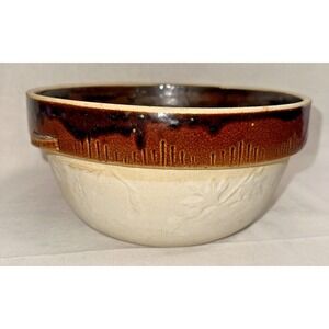 Vintage Cook-Rite Yellow Ware Bowl USA #8 10" Mixing Bowl 5.5" Tall Brown Glaze